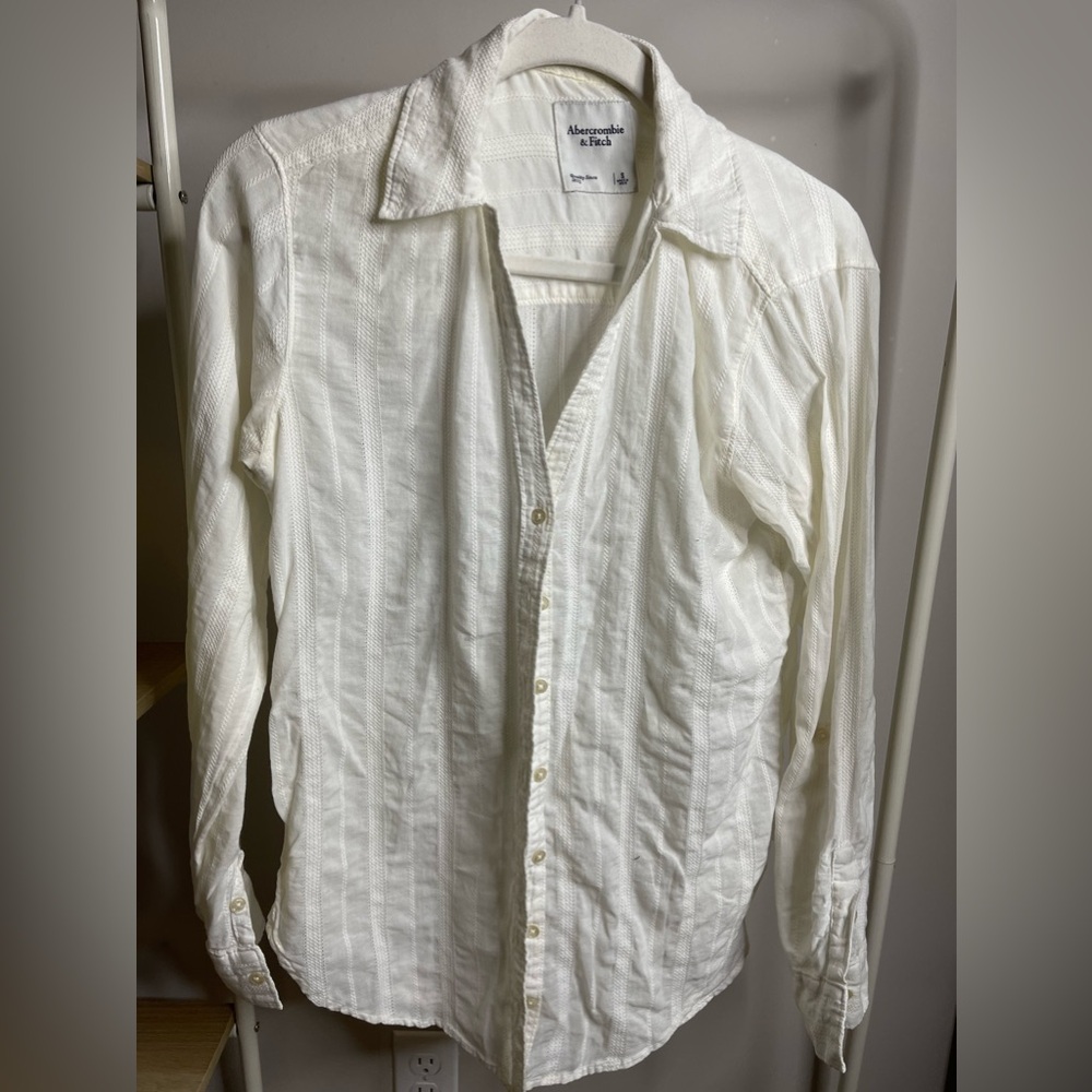 Abercrombie White Linen Button Down Size Small - image 1